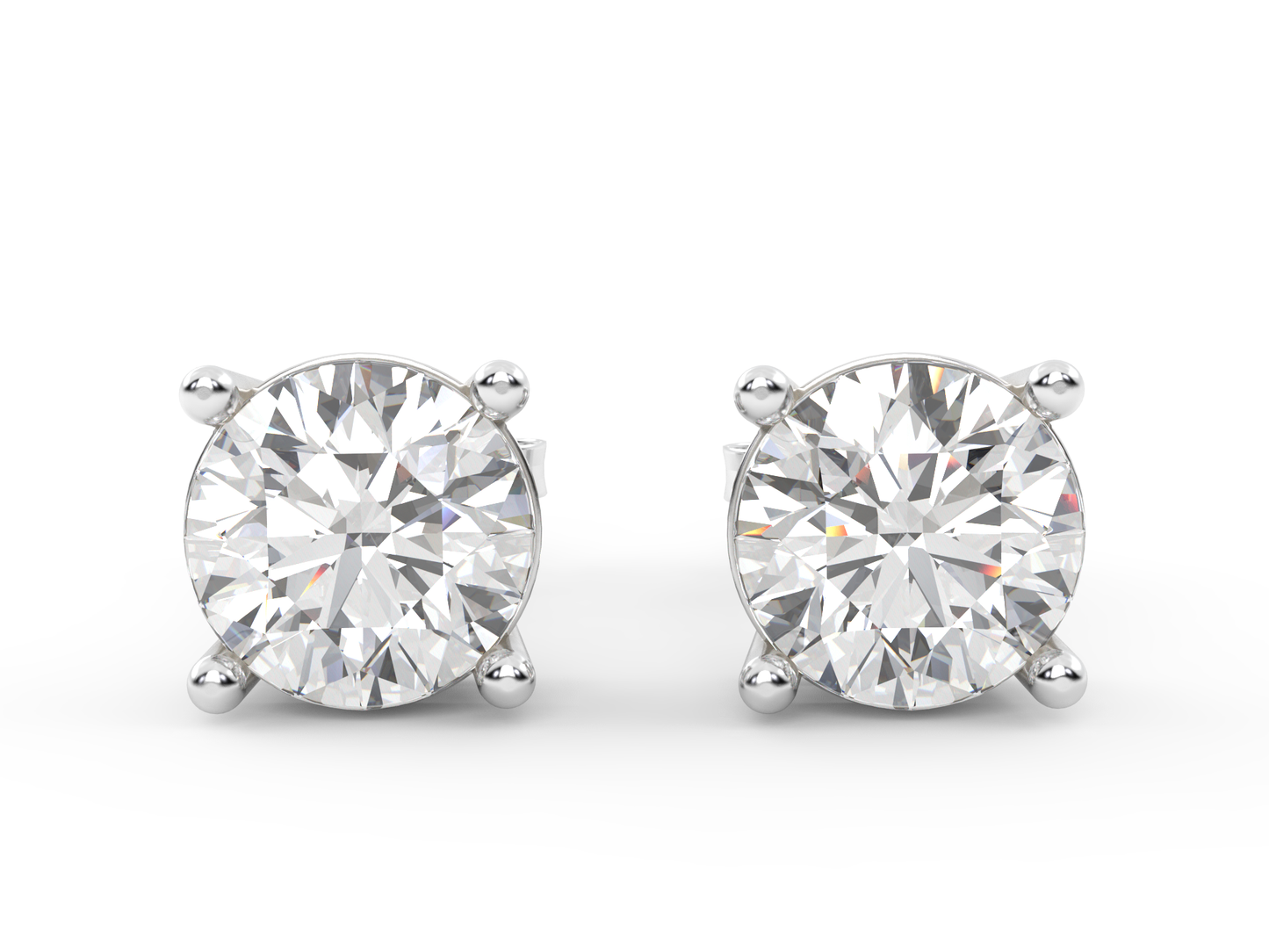 Round Diamond Stud Earrings